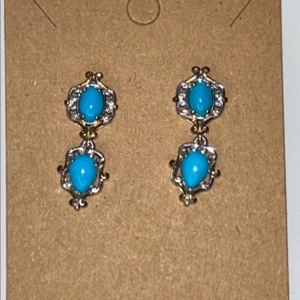 Nwt Gems En Vogue Sterling Palladium Alloy Sleeping Beauty Turquoise Earrings